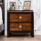 Nightstand Only Transitional 2-Drawers Square Chrome Knobs Multitone Unique Nightstand,for Small Spaces