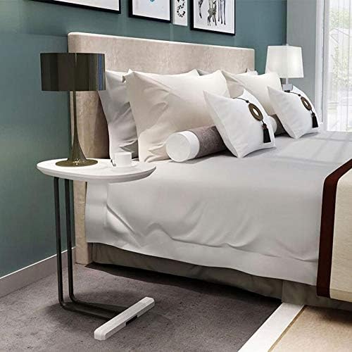 Telephone Table, C-Nordic Wood Side Table,Living Room Sofa Telephone Table,Elliptical Side Table,Iron Small Coffee Table,2 Colors(Color:White,Size:18.8911.8122.63in)
