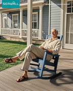 SERWALL Outdoor Rocking Chair Set of 2, HDPE Rocker for Adults, Blue | 21.1" Widened Seat adds Extra Comfort, Oversized Rocking Chair for Adults, All Weather Porch Rocker for Lawn Garden