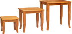 Nesting Side Tables 3 pcs Natural Solid Mahogany Wood | Space Saving Stackable Design, Unique Wood Grain, Versatile Accent for Living Room or Bedroom