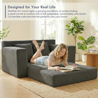 cidludto Couch Loveseat Sleeper, Convertible Sofa Bed Folding Couch Bed Foldable, 2 in 1 Chair Bed & Futon Sofa Bed, Small Pull Out Sofa with 4 Pillows for Living Room, Grey