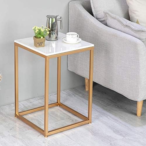 Telephone Table, Marble Side Table Nordic Living Room Square Sofa Corner Table Telephone Table Bedroom Bedside Table Balcony Coffee Table(Gold