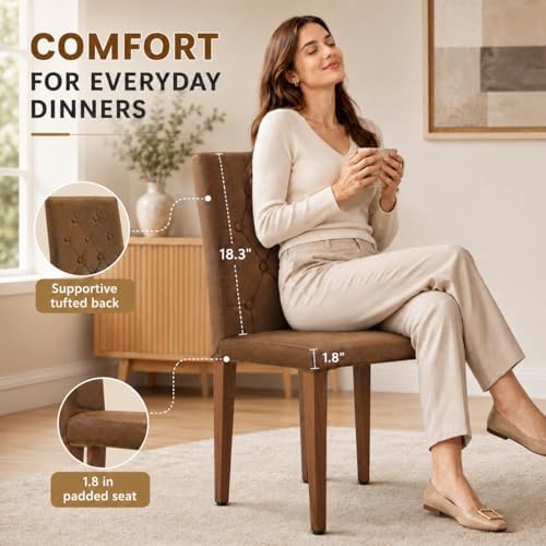 63"-79" Expandable Dining Table Set for 8, Wood Rectangle Dining Table and 8 Brown Faux Suede Chairs, Suitable for Home,Kitchen Dining Room,Farmhouse