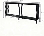 HOMISSUE Sofa Console Table, 70.9" Extra Long Sofa Table with 2-Tier Storage, Industrial Narrow Console Tables Behind Couch, Hallway Table for Entryway, Living Room, Black