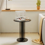Modern Clear Acrylic Round Side Table, Small Coffee Table, Multi-Purpose End Tables for Living Room, Bedroom, Office(Brown)