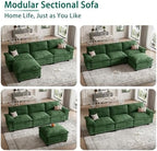 108" Modular Sectional Couch, L Shaped Cloud Sofa for Living Room | Comfortable Foam Cushions, Sturdy Frame, Appealing Appearance, Easy Assembly, Soft Chenille, Modular Design, Green