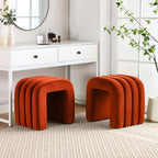 ONEVOG Velvet Pouf Ottoman, Small Ottoman Foot Rest for Couch, 18 Inch Cute Vanity Chairs for Makeup, Living Room Decorative, Sturdy Frame, Upholstered Modern Footrest for Bedroom, Dorm, Rust, 2Pcs