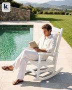 KINGYES Oversized Outdoor Rocking Chairs Set of 2, HDPE Porch Rocker, White | - Rocking Chairs for Outdoor with Wide Seat - 350LBS Support for Adults