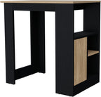 Kitchen Island with Door and Open Storage, Black/Natural Oak | Melamine kitchen island with door and open storage for organized kitchen access