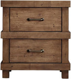 Nightstand with 2 Drawers in Antique Oak Finish,for Small Spaces