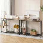 HOOBRO Narrow Console Table, Sofa Table, 44.9" Skinny Entryway Table | Long Behind Couch Table with Storage Shelves, for Living Room, Foyer, Hallway, Greige and Black BG86XG01