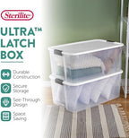 Sterilite Ultra Latch Box with Lids for Home and Office, 116 Quart, 8-Pack | Heavy-Duty and Stackable Plastic Containers with Latches for Closet, Cabinet, Bedroom, Bathroom and Dorm Room Organization