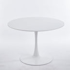 42.1" Round Dining Table Mid Century Modern Tulip Table Kitchen Dining Table for 4 People with MDF Tabletop & Pedestal Base for Coffee Office Living Room Dining Room (White)