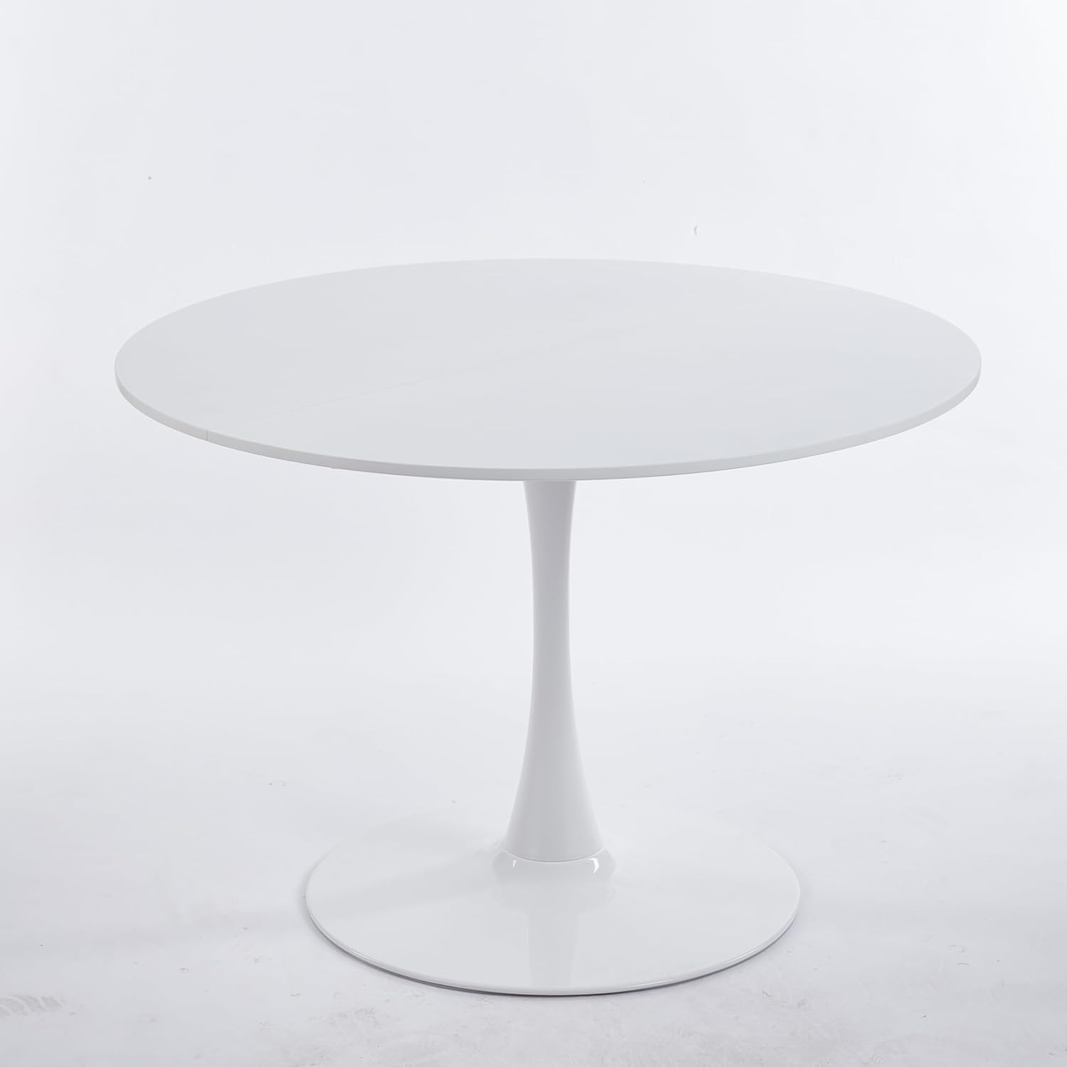 42.1" Round Dining Table Mid Century Modern Tulip Table Kitchen Dining Table for 4 People with MDF Tabletop & Pedestal Base for Coffee Office Living Room Dining Room (White)