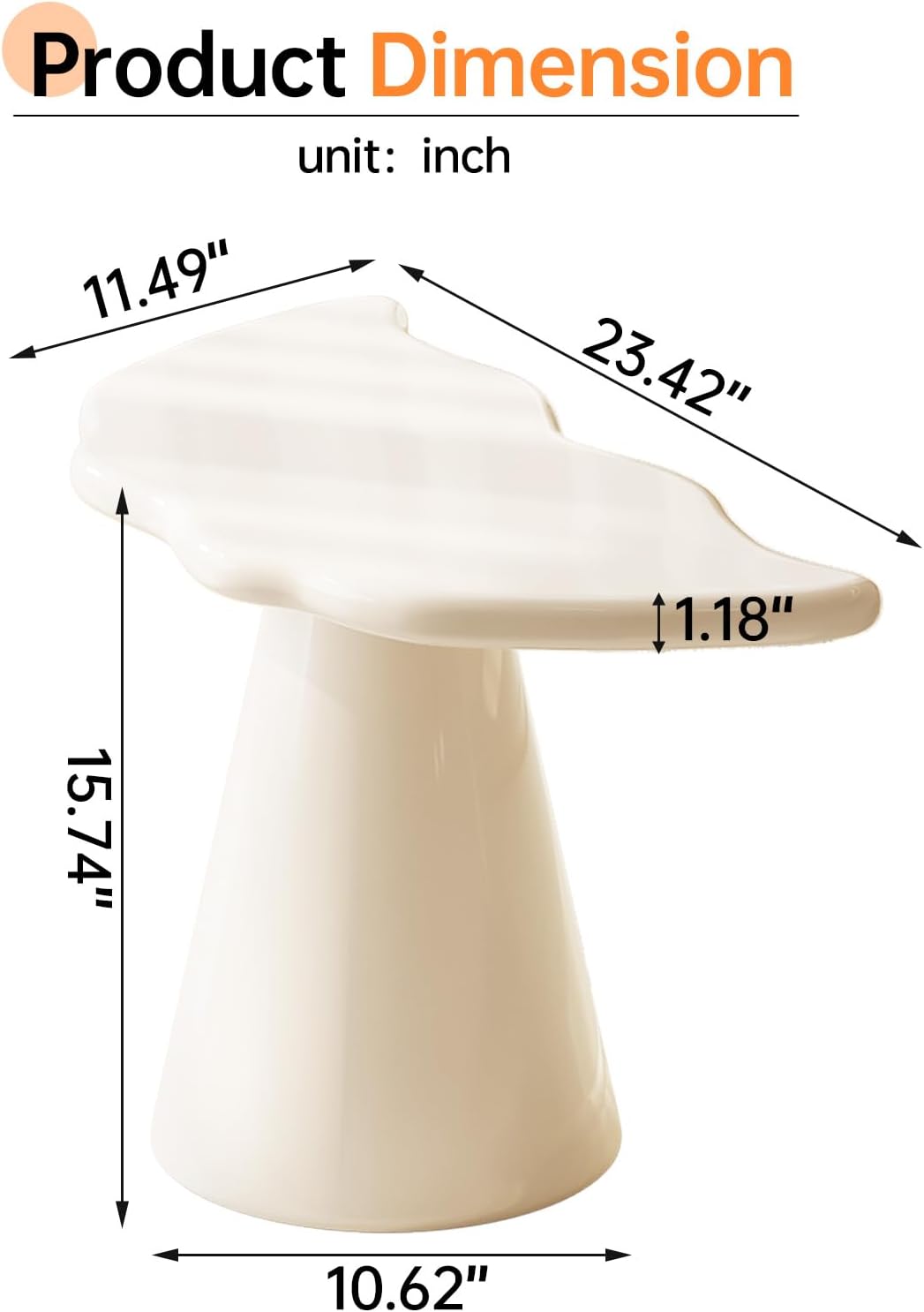 Miuuod Small Side Table,Cute Low Coffee Table, End-Table for Living Room,Sofa Side,Lovely Balcony Inside with Stable Support,Rounded Cornor Fish-Tail-Shape