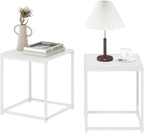 Furinno CAMNUS Side Table Set of 2, Metal Frame End Table, Night Stand, Bedside Table, Easy Assembly, for Living Room, Bedroom, White