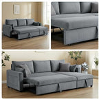 Ball & Cast 86" Sectional Sleeper Sofa Bed Pull Out Couches for Living Room | L Shaped Convertible Pull Out Sofa Bed with Reversible Storage Chaise and Side Pocket, 3-Seat Sofa for Small Space Apartment