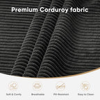 103" L Shaped Sectional Couch for Living Room, Modular Cloud Sofa | Modern Comfy Deep Seat Memory Foam Couch in Box, No Assembly, Right Facing Chaise (1CM Wide Striped Corduroy, Black)