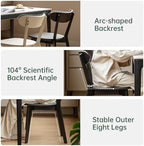 Dining Chairs, Kitchen Chairs, 100% Oak Solid Wood Modern Chair with Curved Backrest Kitchen & Dining Room Chairs Modern Chair for Living Room (Black, 4 Pack)