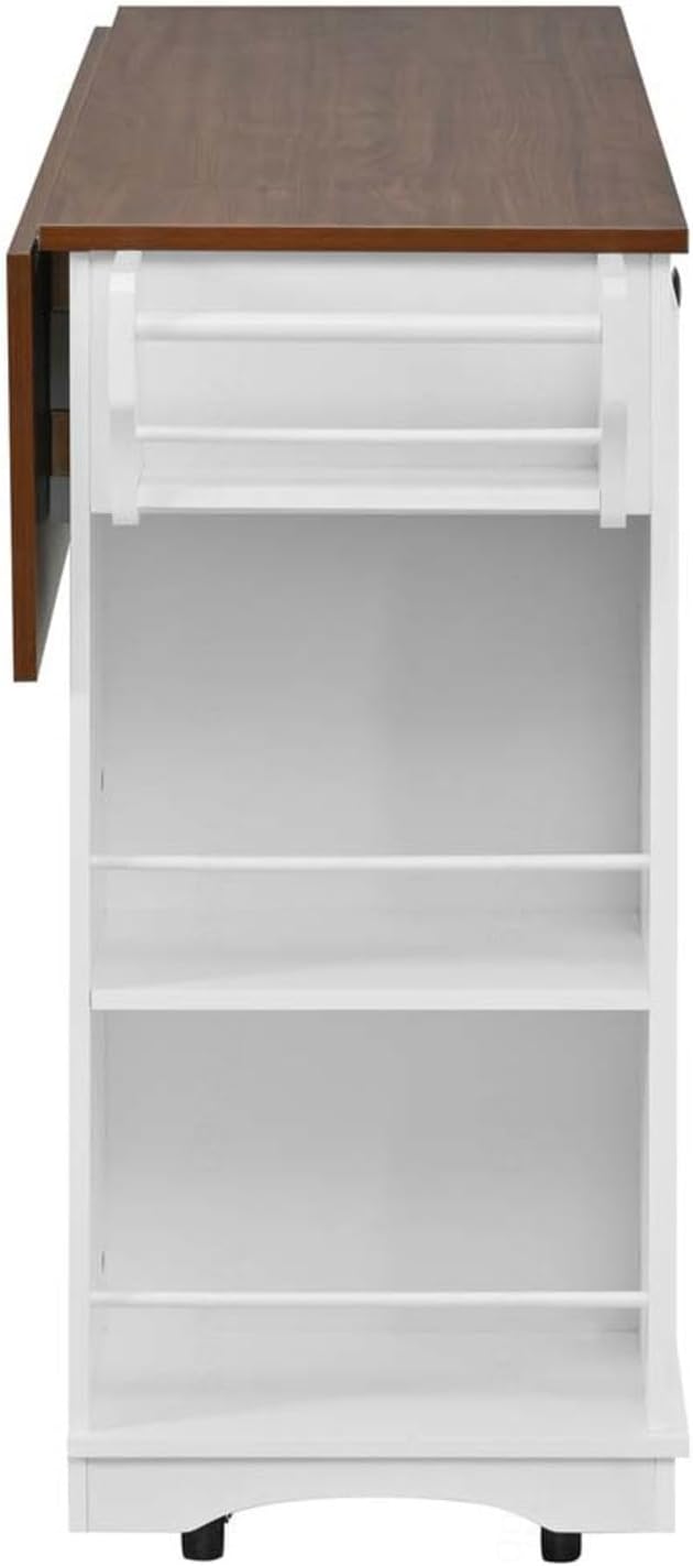 Kitchen Storage Islands and Carts with Internal Storage Rack, Power Outlet and Open Shelves, Rolling Island for Kitchen with Knife Holder, for Kitchen, Dining