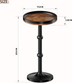 Small Round Side Table, Drink Table for Small Spaces, Modern Cocktail Table with Metal Leg, Weighted Iron Base Pedestal Round End Tables for Living Room, Bedroom, Couch