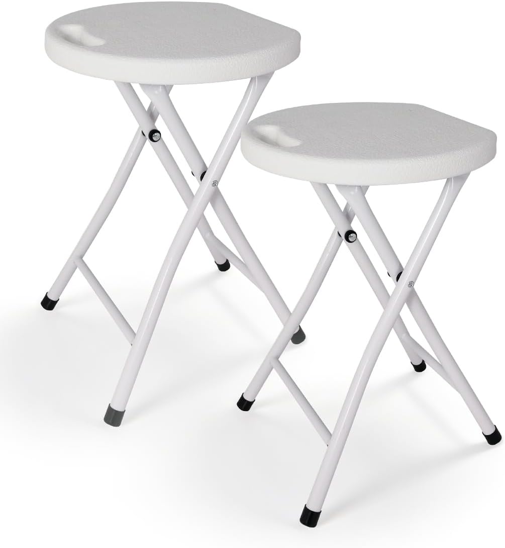 18 Inch Folding Stool with Handle | Folding Chair, 600 lbs Capacity, Portable Foldable Bar Stool, Non-Slip Feet, Collapsible Stool, Indoor Outdoor Use