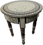 Morrocan Table Design Mother of Pearl Inlaid,Arabic Side Corner cofee Table for Living Room (Round Star)