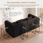 79" Convertible Futon Sofa Bed, Couch for Living Room | Corduroy Loveseat Sleeper Sofa, Modular Futon Couch with Fixed-Shape Frame, Pull Out Couch No Assembly | Black