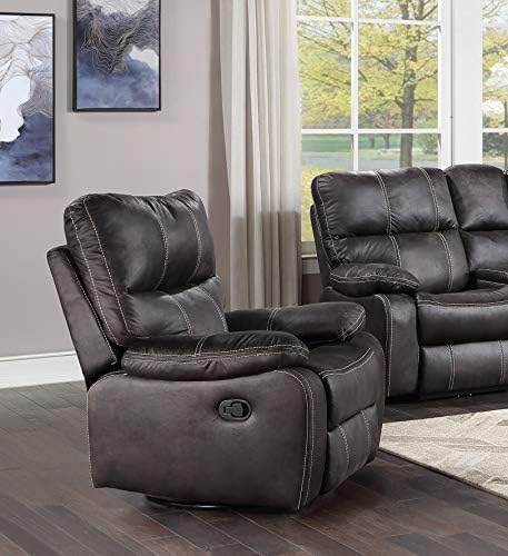 Wallace & Bay Hooper Swivel Recliner Glider, Dark Gray
