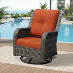Outdoor Swivel Rocker Patio Chair - Outdoor Wicker Patio Furniture with Thickened Olefin Cushions, High Back and Deep Seating, Hand-Woven PE Rattan for Porch, Deck, Balcony, Orange