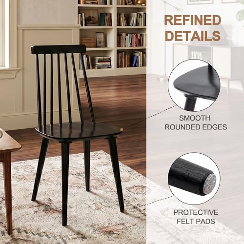DUHOME Dining Chairs Set of 2 Wood Dining Room Chair Black Spindle Side Kitchen Room Country Farmhouse Chairs Black