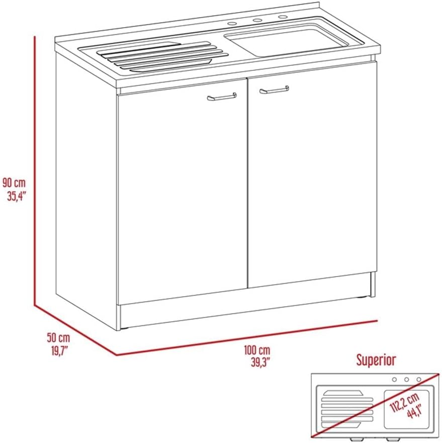 Pemberly Row 2 Piece Kitchen Set, Sink Cabinet and Pantry, White Manufactured Wood, Stainless Steel Countertop, 39.3 in Sink Cabinet with Storage, 71.3 in Pantry with Shelves for Kitchen Organization