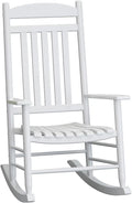 Wooden Outdoor Rocking Chair, Weatherproof Oversized Rocking Chair, Heavy Duty Comfort with 350 lbs Weight Capacity, Solid Relaxing Rocker with High Back for Patio, Porch, Living Room (white)
