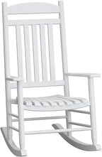 Wooden Outdoor Rocking Chair, Weatherproof Oversized Rocking Chair, Heavy Duty Comfort with 350 lbs Weight Capacity, Solid Relaxing Rocker with High Back for Patio, Porch, Living Room (white)