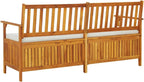 Outdoor Storage Bench with Cream Cushion, 67 Inch Acacia Wood Patio Entryway Furniture, Garden Deck Box with Seating and Padded Cushion, Brown