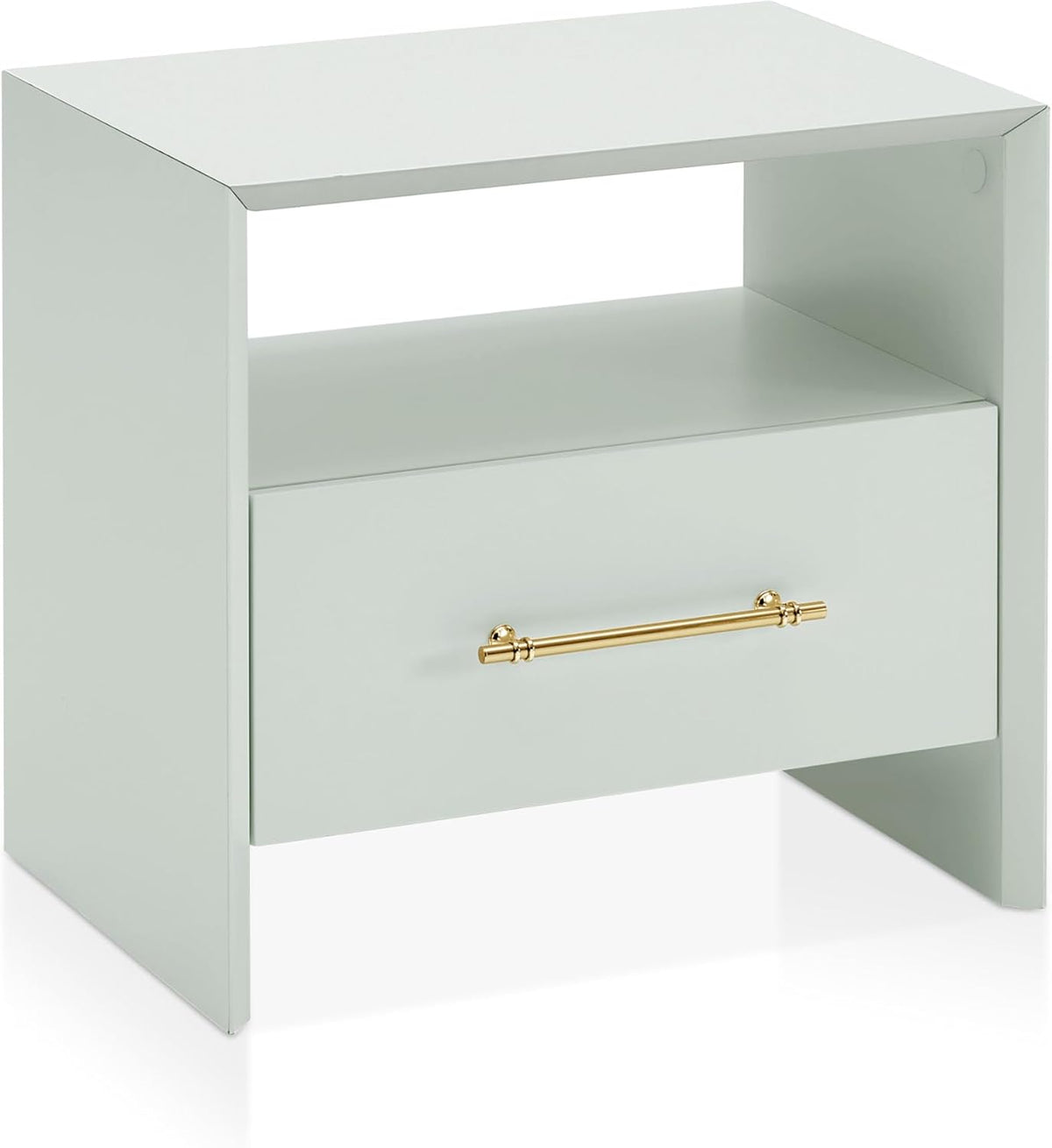 HOMES: Inside + Out Elle Modern 23-inch Rectangular End Table with Drawer and Open Shelf, Wooden Small Nightstand for Living Room, Home Office, Apartment, Small Spaces, Mint Green