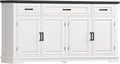 usikey 59” Large Buffet Cabinet with 4 Doors and 3 Drawers, Buffet Sideboard Cabinet with Storage and 2 Adjustable Shelves, Coffee Bar, Wine Bar for Living Room, White