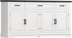 usikey 59” Large Buffet Cabinet with 4 Doors and 3 Drawers, Buffet Sideboard Cabinet with Storage and 2 Adjustable Shelves, Coffee Bar, Wine Bar for Living Room, White
