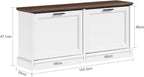 SoBuy Narrow Shoe Bench with Flip Drawers - Slim White Entryway Shoe Storage Bench for Small Spaces, Modern Shoe Cabinet Organizer for Hallway or Foyer, Compact Wooden Shoe Rack, FSR217-WN