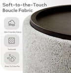 Zihanhome 30 Inch Round Storage Ottoman, Ottoman Coffee Table with Lift Off Lid, Boucle Modern Ottomans with Storage for Living Room, Bedroom, Apartments (White and Gray Striped)