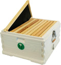 Apimaye Insulated Deep Super with 10 Wood Frames with Premier Double Waxed Foundation. (White Body Green Entrance)