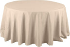 Efavormart Round Tablecloth, 132 Inch Stain & Wrinkle Resistant Washable Table Cloth, Decorative Polyester Fabric Table Cover for Banquet, Wedding, Dining- Nude Beige