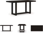 Signature Design by Ashley Neymorton Modern Counter Height Dining Table with Trestle Base, Thick Top Profile, Mango Veneer, Dark Brown Finish, Seats 4