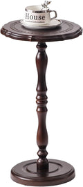 100% Solid Wood Round Side Table, Small Drink Table for Small Spaces, Modern End Table Accent Nightstand for Bedroom, Living Room, Corners and Office, Brown