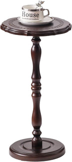 100% Solid Wood Round Side Table, Small Drink Table for Small Spaces, Modern End Table Accent Nightstand for Bedroom, Living Room, Corners and Office, Brown