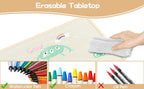 IDEALHOUSE Kids Table with 6 Chairs Set, Toddler Activity Table with Chairs | Adjustable Height & Storage Boxes, 47" x 24" Wood Grain Top, for Home, Classroom, Daycare, Natural (Water Pen Not Included)