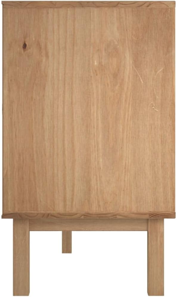 Scandinavian Sideboard Solid Pine Wood Engineered Wood Medium Large Brown 4 Pieces with 3 Drawers 2 Doors for Living Room Dining Area Storage