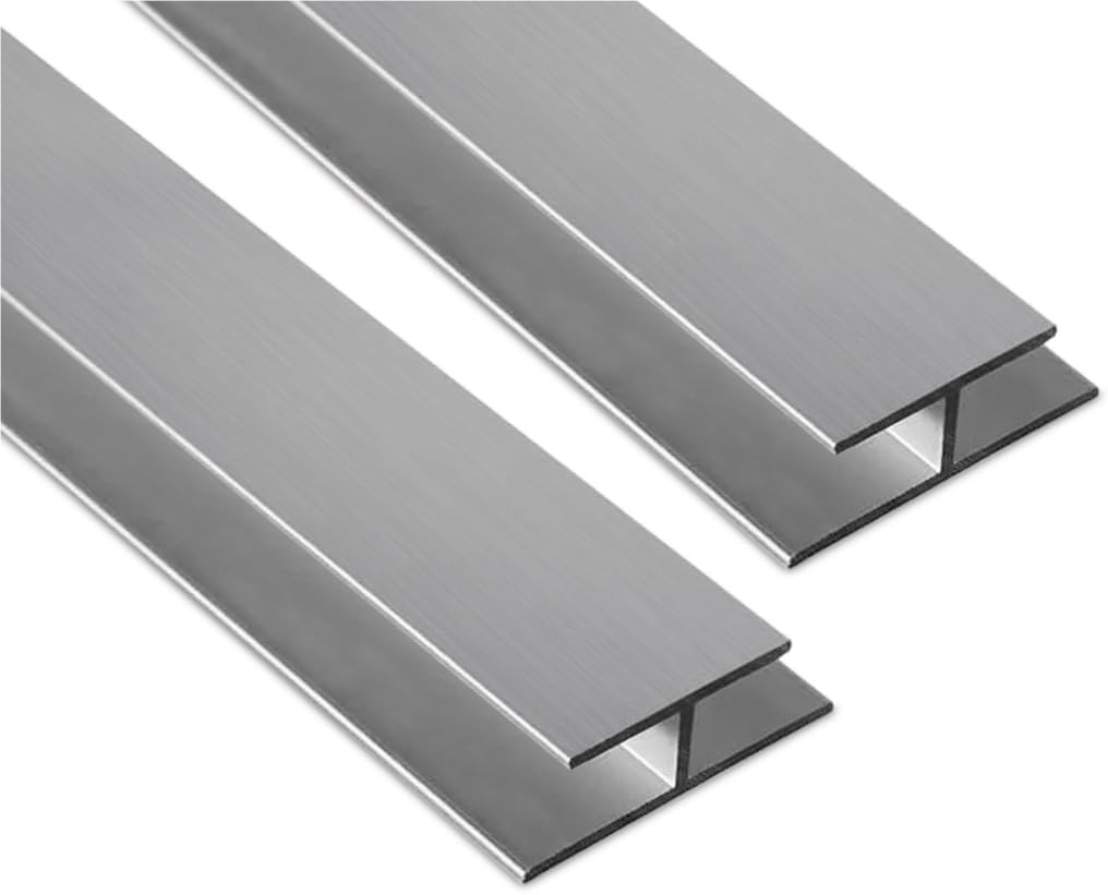 Aluminum H Connectors - Fits 4mm, 6mm, 8mm, or 10mm Twin-Wall Greenhouse Panels, Join 2 Pieces of Panels Together, 4-Foot Length, 10 Pieces (4mm Aluminum H Connectors)