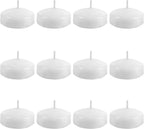 12 Pack Floating Candles 2” 6 Hour White Unscented Dripless Wax Discs, Floating Candles for centerpieces, Cylinder Vases, Wedding, Party, Pool, Holiday