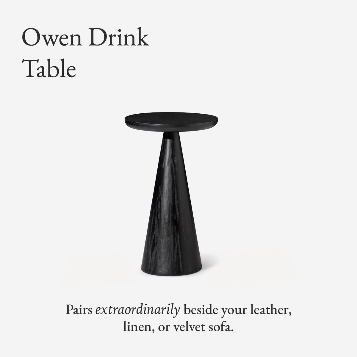 Maven Lane Wood Side Table, 12" Round, Modern Farmhouse Accent Table, Circular Rustic Industrial End Table for Living Room, Family Room, Bedroom, Small Spaces, Owen Drink Table (Aged Black)